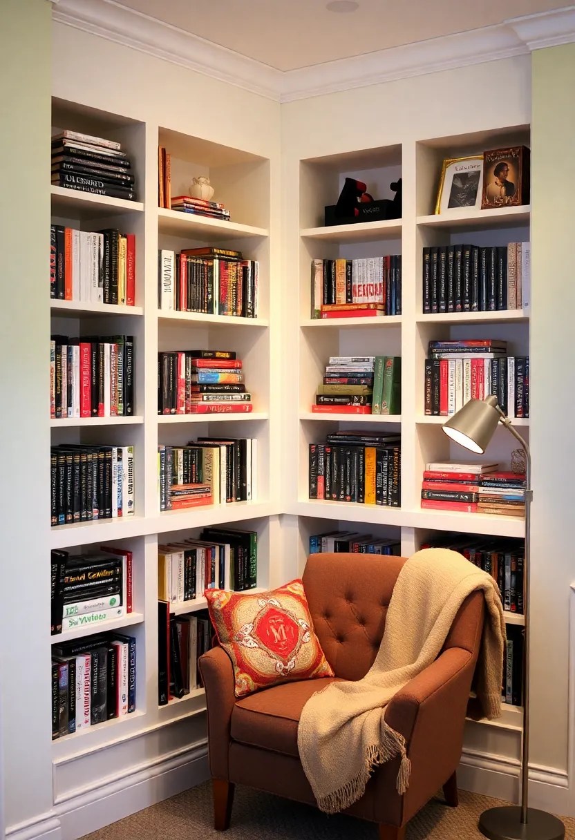14 Family Media Wall Ideas That’ll Make Movie Nights Epic! (Don’t Miss #9!) - 2. Cozy Nook with Built-In Shelving