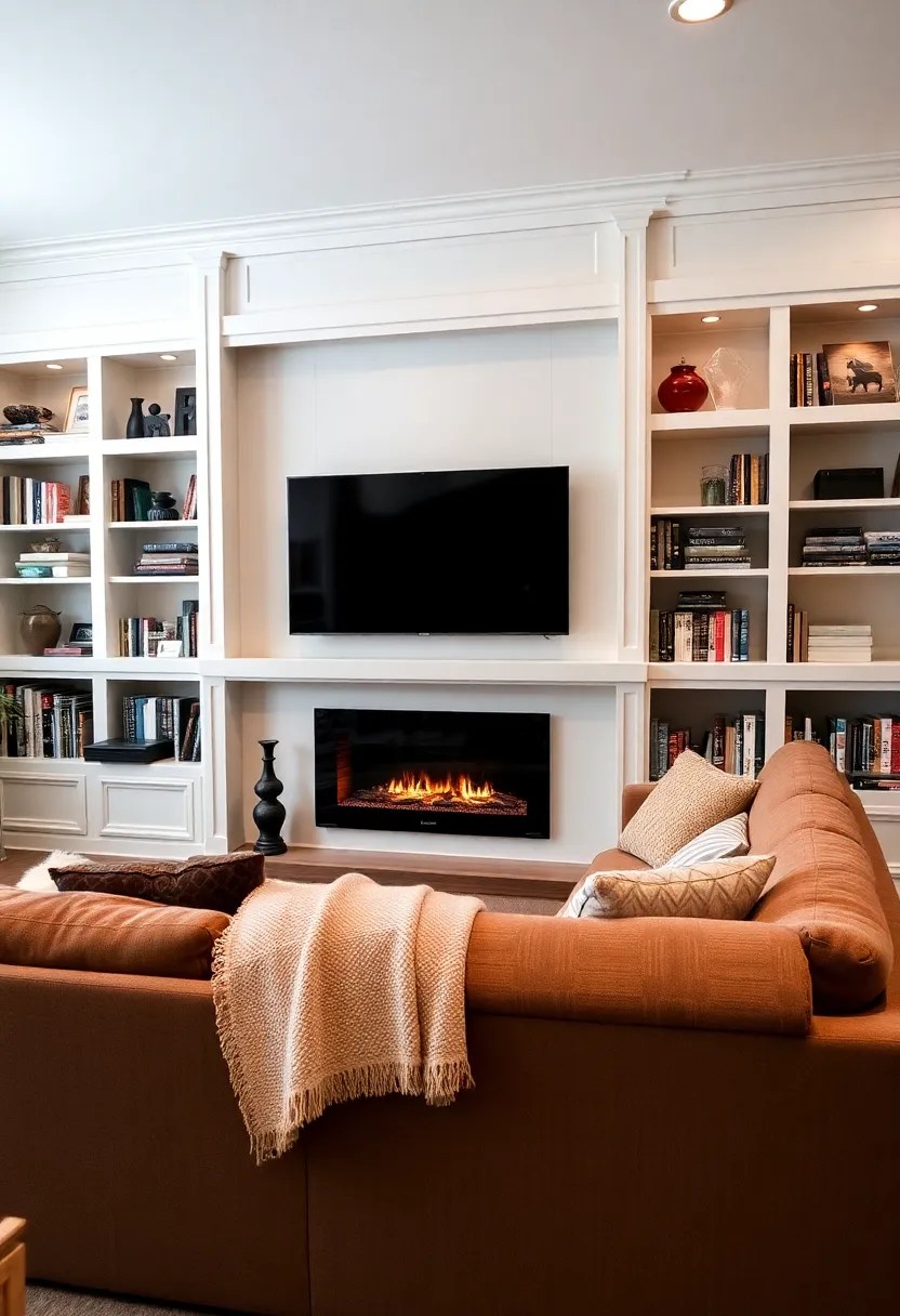 14 Family Media Wall Ideas That’ll Make Movie Nights Epic! (Don’t Miss #9!) - 6. Cozy Fireplace Feature