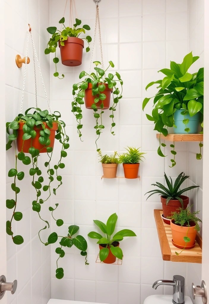 15 Minimalist Small Bathroom Ideas That Will Maximize Your Space (Wait Until You See #8!) - 13. Fresh Greenery: Nature's Touch