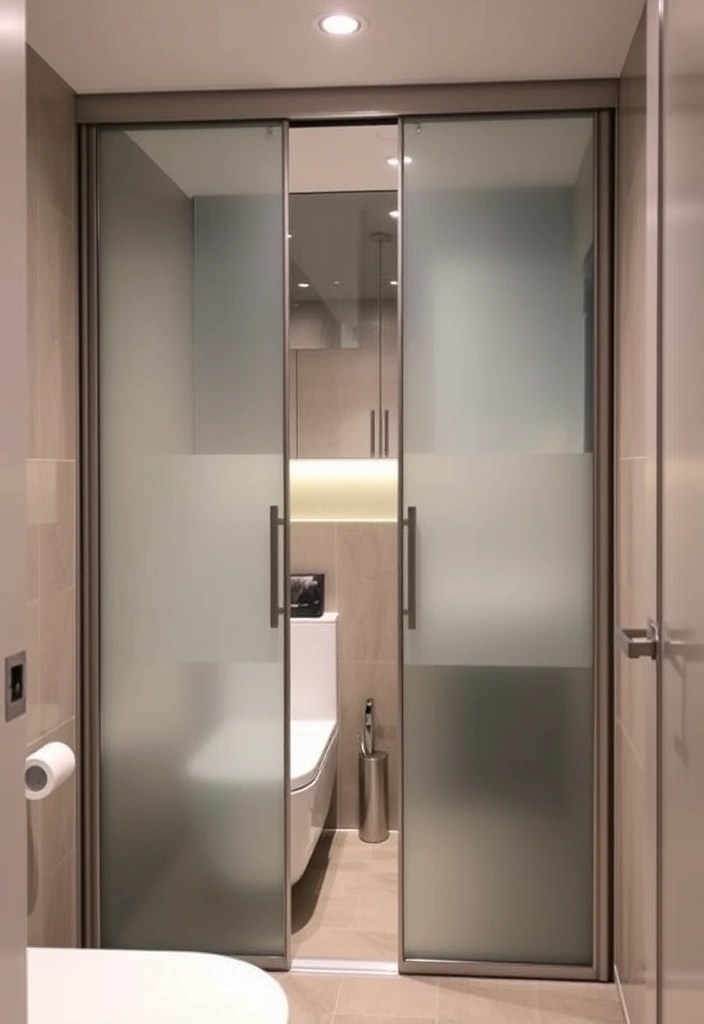 15 Minimalist Small Bathroom Ideas That Will Maximize Your Space (Wait Until You See #8!) - 14. Sliding Doors: Save Space Elegantly