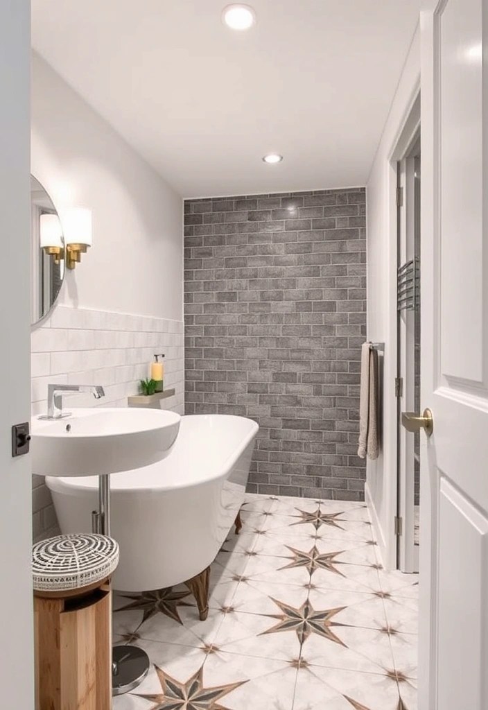 15 Minimalist Small Bathroom Ideas That Will Maximize Your Space (Wait Until You See #8!) - 8. Creative Tile Patterns: Add Visual Interest