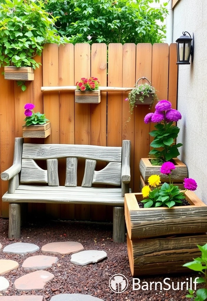 16 Garden Decor Ideas That'll Make Your Small Garden a Showstopper! (Don't Miss #3!) - 13. Rustic Wood Accents: Natural Charm