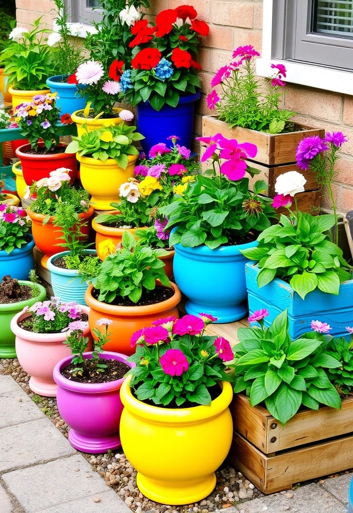 16 Garden Decor Ideas That'll Make Your Small Garden a Showstopper! (Don't Miss #3!) - 6. Colorful Planters: A Splash of Joy