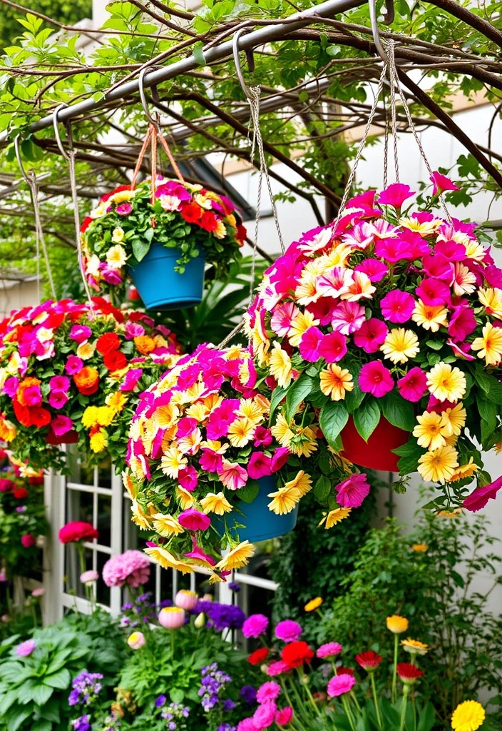 16 Garden Decor Ideas That'll Make Your Small Garden a Showstopper! (Don't Miss #3!) - 8. Hanging Baskets: Elevate Your Greenery