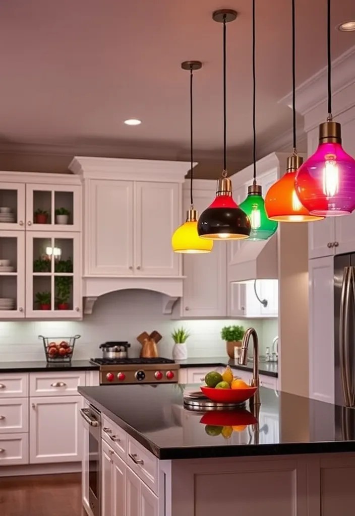 18 Kitchen Lighting Ideas That Will Transform Your Space into a Dream! - 9. Colorful Light Fixtures