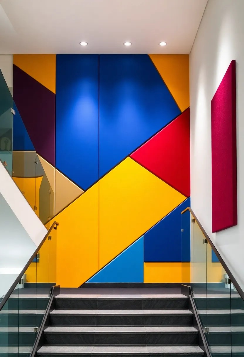 18 Modern Stair Panelling Ideas That Elevate Any Space (Don't Miss #3!) - 1. Geometric Wall Panels