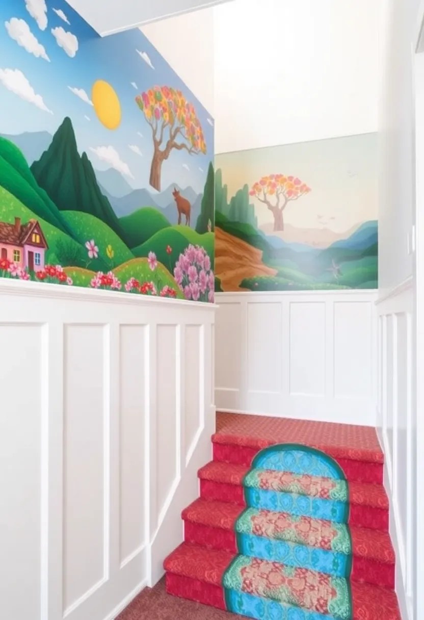 18 Modern Stair Panelling Ideas That Elevate Any Space (Don't Miss #3!) - 11. Artistic Murals