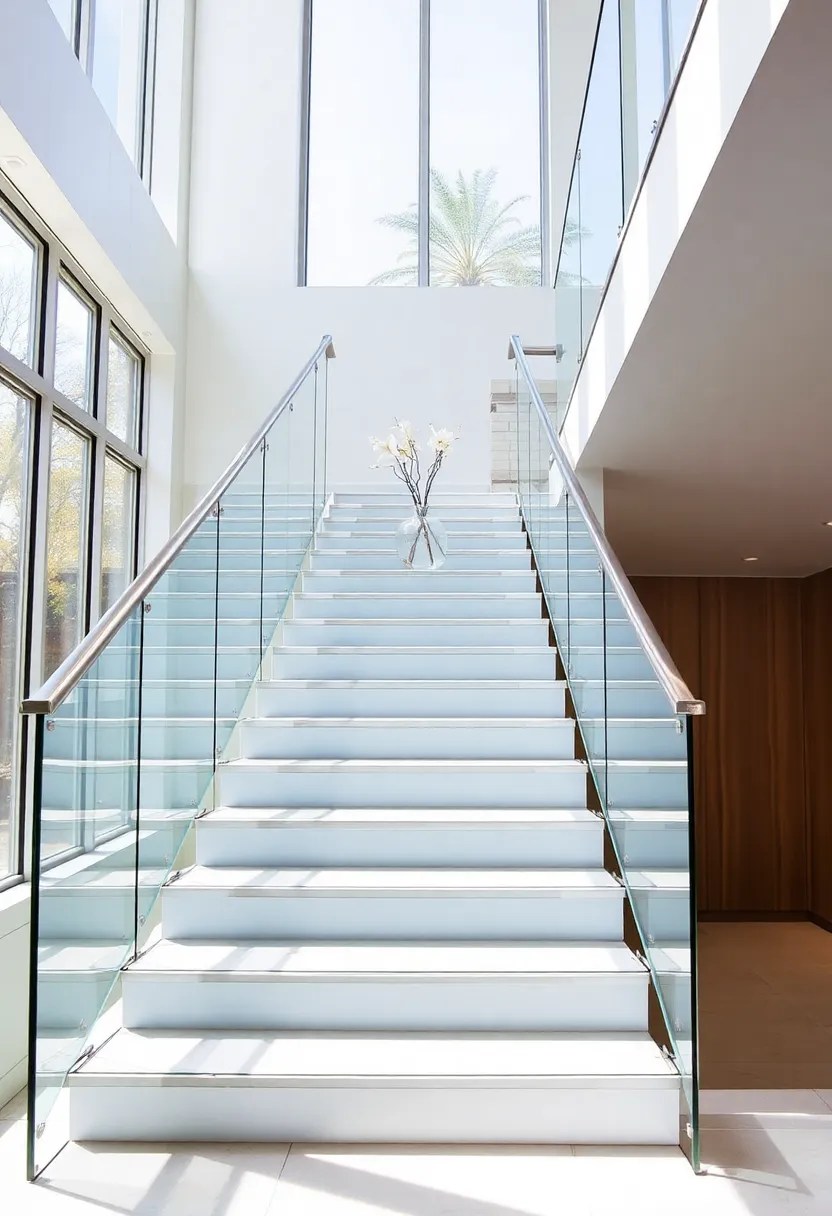 18 Modern Stair Panelling Ideas That Elevate Any Space (Don't Miss #3!) - 7. Glass Panels
