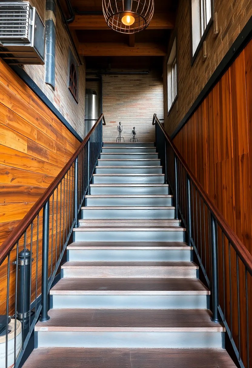 18 Modern Stair Panelling Ideas That Elevate Any Space (Don't Miss #3!) - 9. Industrial Chic