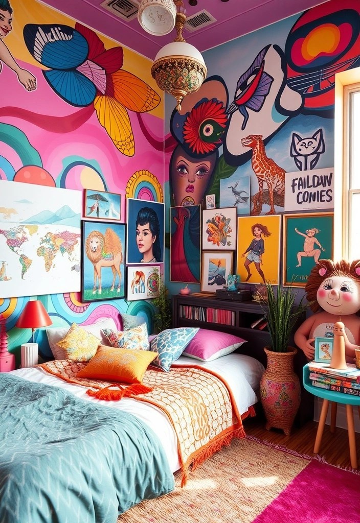 20 Colorful Bedroom Ideas That Will Infuse Your Space with Life—You Won't Believe #14! - 10. Artistic Expression