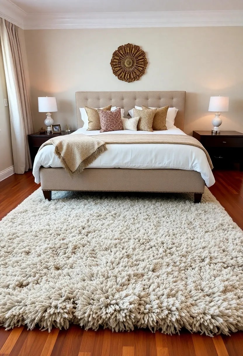 20 Comfy Bedroom Ideas That'll Make You Feel Like You're in a Luxury Hotel! - 7. Lush Area Rugs