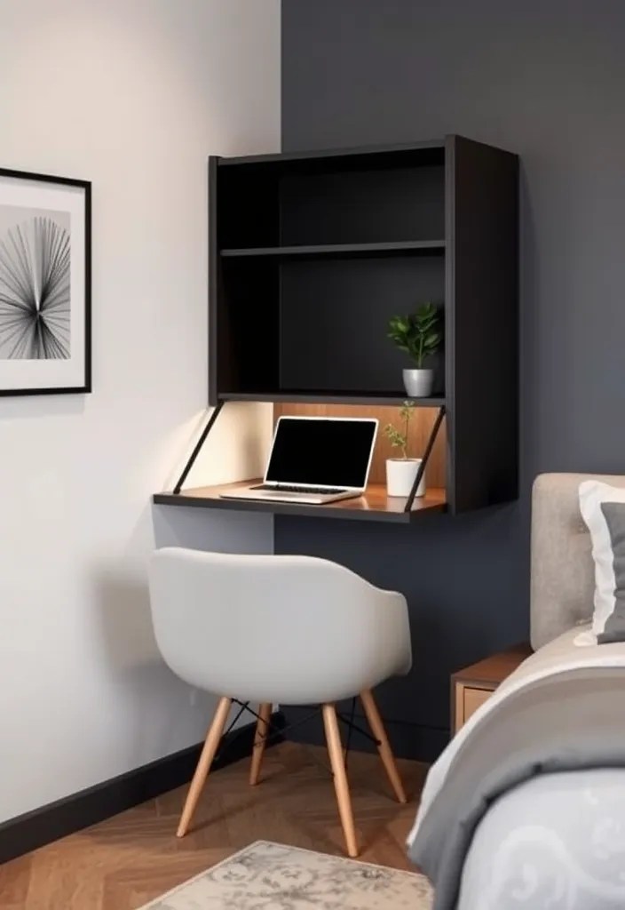 20 Small Bedroom Designs That Maximize Space (You’ll Want to Copy #11!) - 7. Wall-Mounted Desks