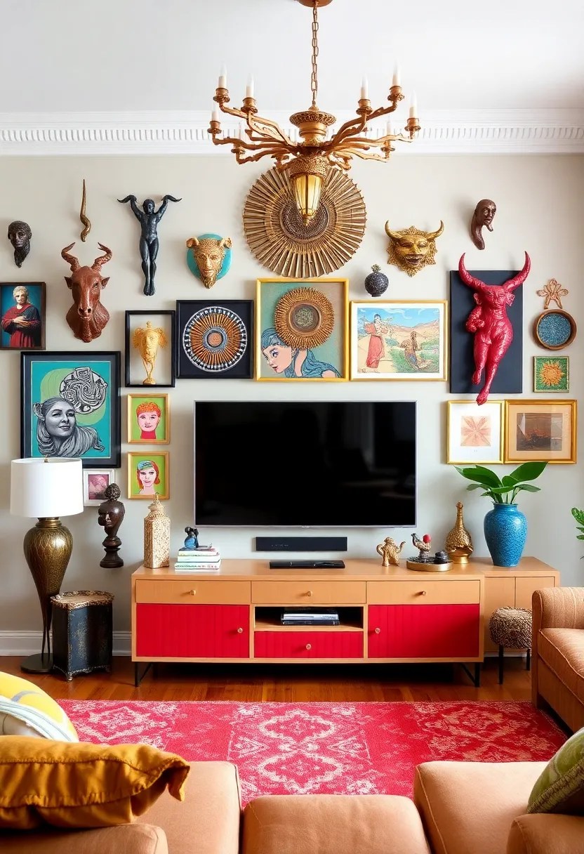 20 Stunning Home Decor Media Wall Ideas That Will Transform Your Space! - 14. Artistic Expression