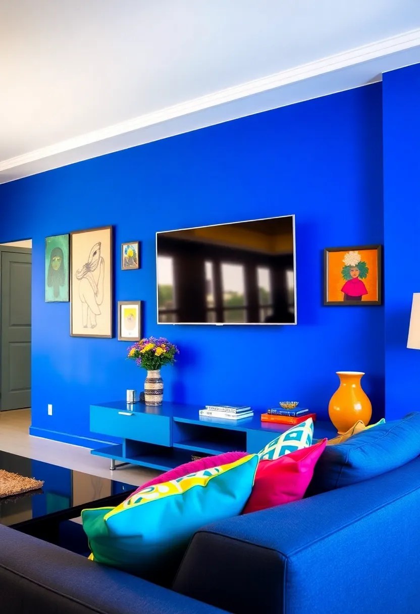 20 Stunning Home Decor Media Wall Ideas That Will Transform Your Space! - 3. Bold Accent Colors