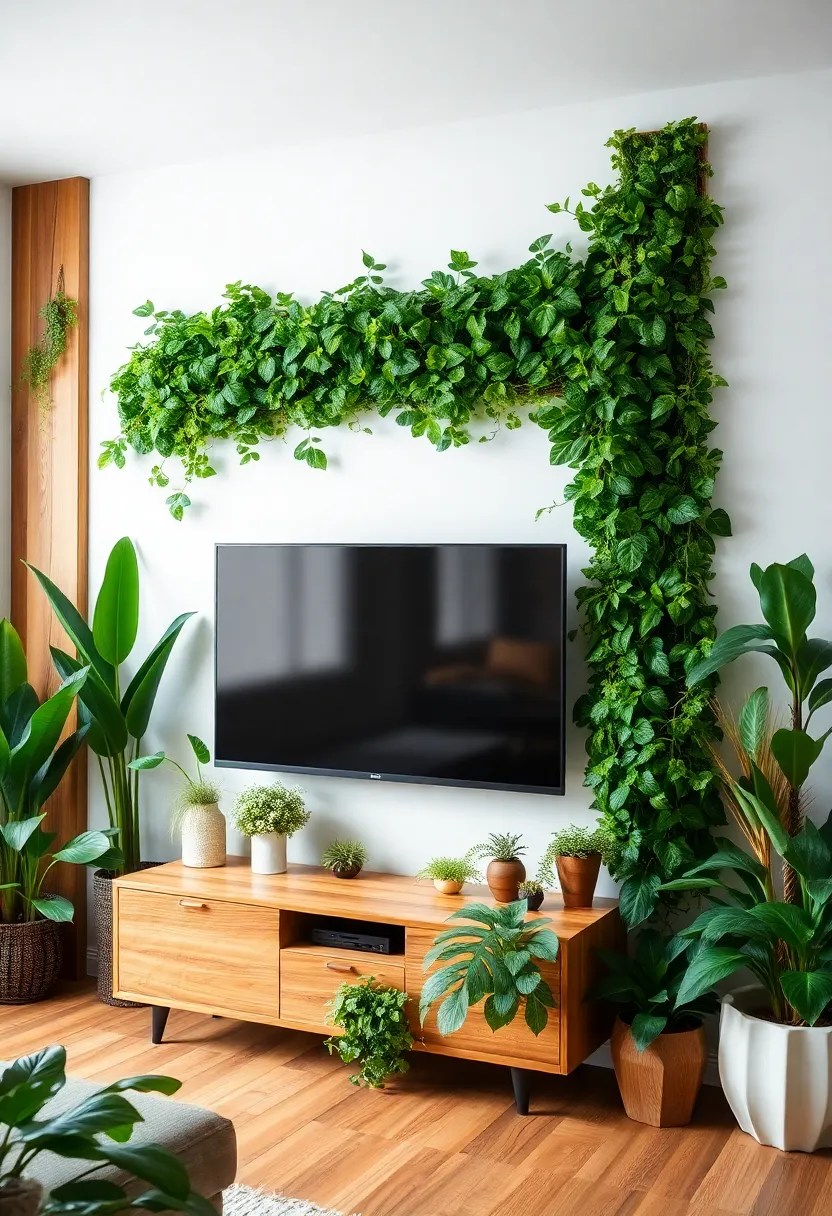 20 Stunning Home Decor Media Wall Ideas That Will Transform Your Space! - 7. Nature-Inspired