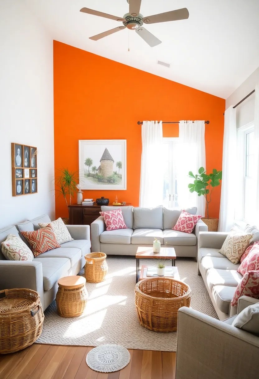 21 DIY Color Palette Ideas That Will Transform Your Home Without Breaking the Bank! - 12. Sunset Warmth: Orange and Soft Gray