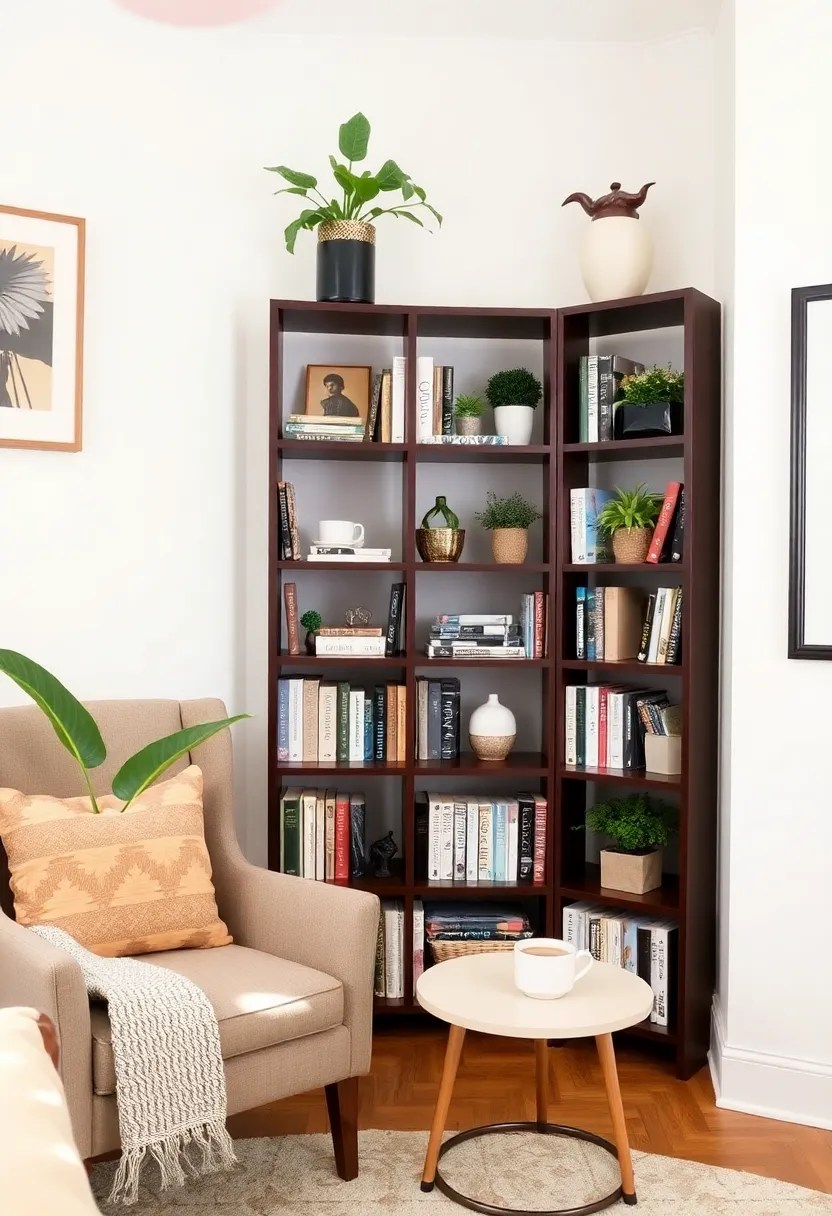 21 Stylish Bookshelves That Double as Storage in Your Living Room (You’ll Want #8!) - 2. Corner Bookshelves