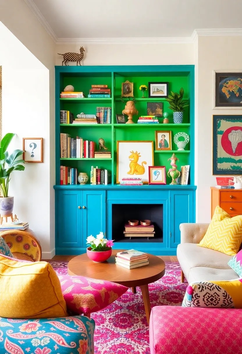 21 Stylish Bookshelves That Double as Storage in Your Living Room (You’ll Want #8!) - 20. Colorful Bookshelves
