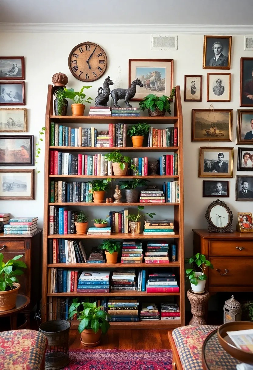 21 Stylish Bookshelves That Double as Storage in Your Living Room (You’ll Want #8!) - 6. Vintage Ladder Bookshelves