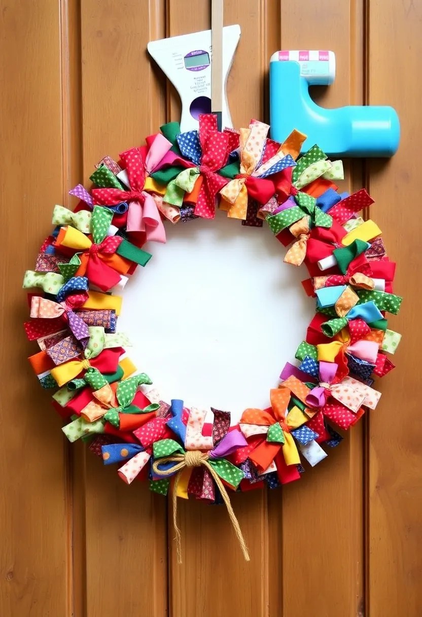25 DIY Spring Wreaths That Are Easier Than You Think (Even Your Kids Can Help with #9!) - 12. Patchwork Fabric Wreath