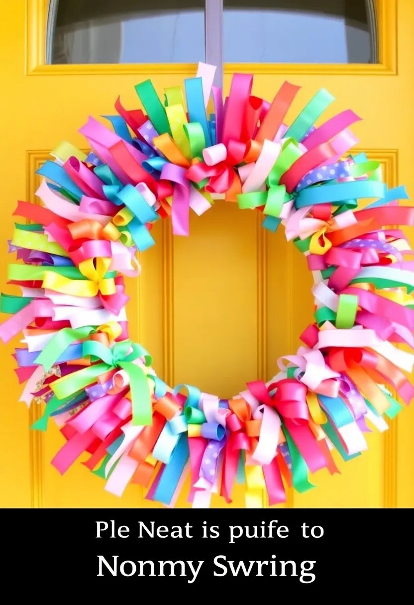 25 DIY Spring Wreaths That Are Easier Than You Think (Even Your Kids Can Help with #9!) - 7. Bright and Bold Ribbon Wreath