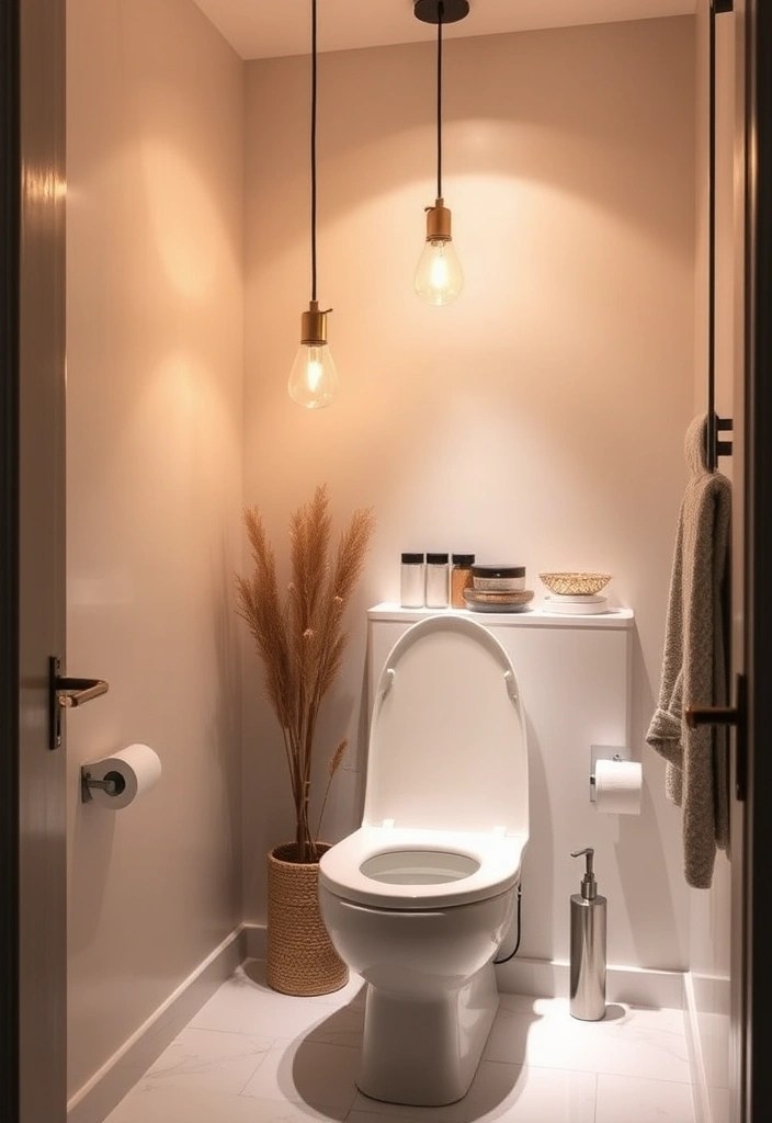 25 Modern Toilet Ideas That'll Elevate Your Downstairs Bathroom (Check Out #15 for Inspiration!) - 15. Statement Lighting
