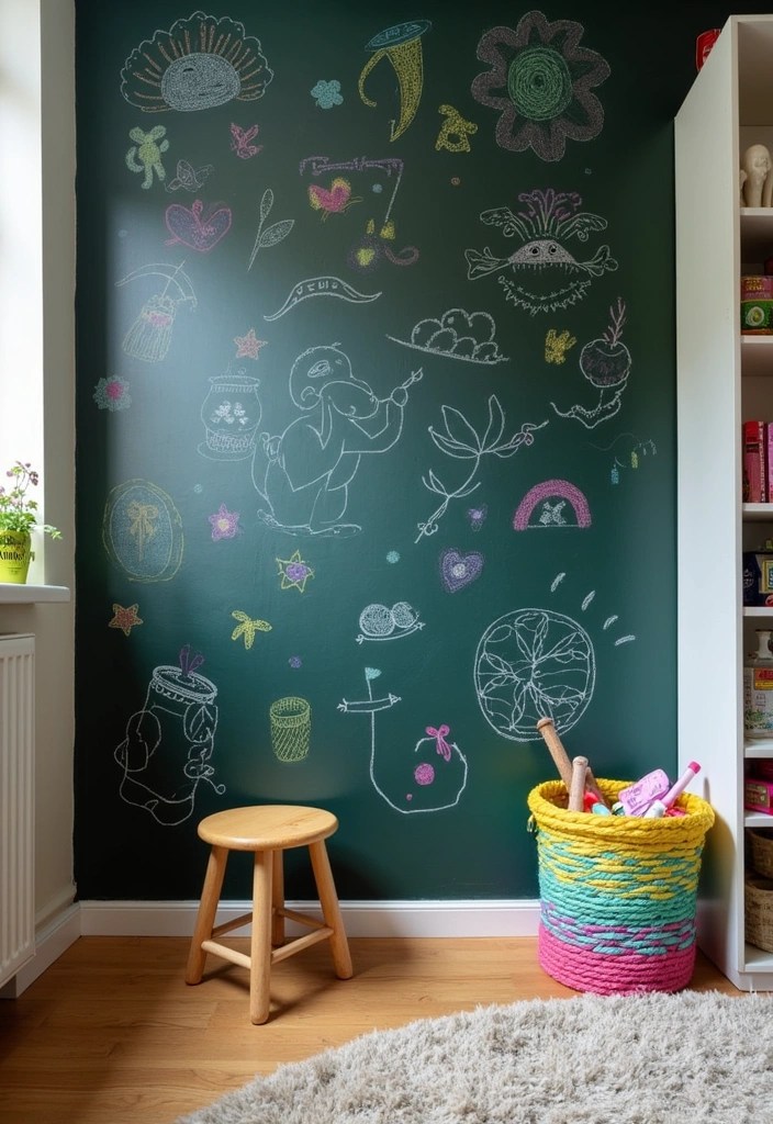 16 Artistic Kids Room Decor Ideas That Nurture Creativity (You Won't Believe #12!) - 3. DIY Chalkboard Wall