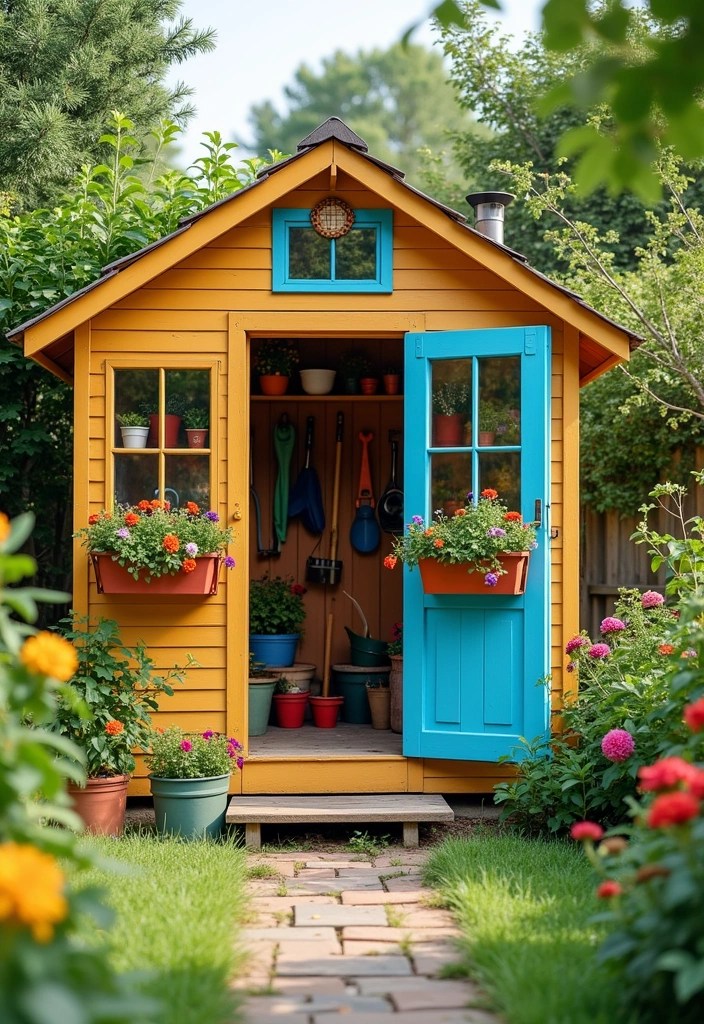 20 DIY Garden Studio Projects You Can Start This Weekend (You Won't Believe #12!) - 9. Colorful Flower Shed