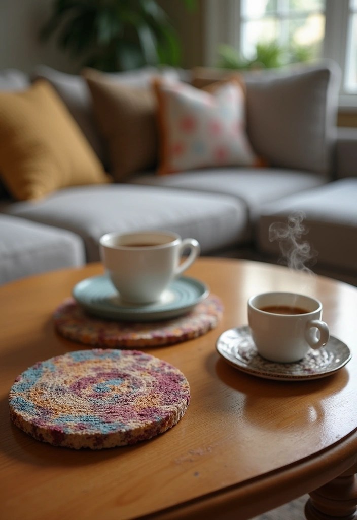 20 DIY Living Room Decor Projects That'll Bring Cozy Comfort on a Budget (Don't Miss #15!) - 12. Handmade Coasters