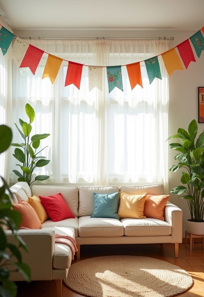20 DIY Living Room Decor Projects That'll Bring Cozy Comfort on a Budget (Don't Miss #15!) - 13. DIY Fabric Banners