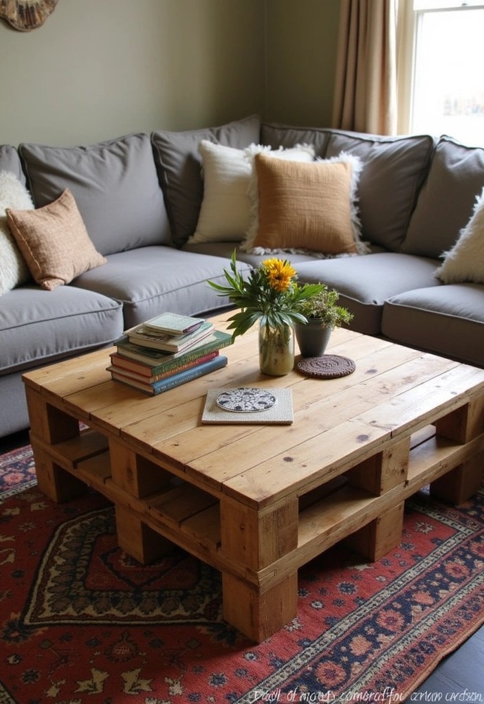20 DIY Living Room Decor Projects That'll Bring Cozy Comfort on a Budget (Don't Miss #15!) - 2. Upcycled Wooden Pallet Coffee Table