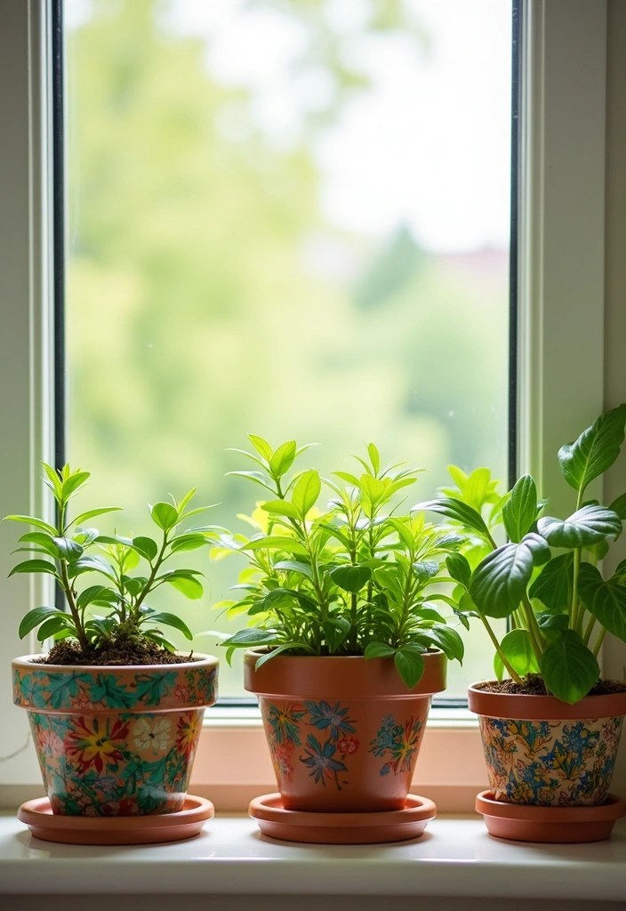 20 DIY Living Room Decor Projects That'll Bring Cozy Comfort on a Budget (Don't Miss #15!) - 3. Hand-Painted Plant Pots