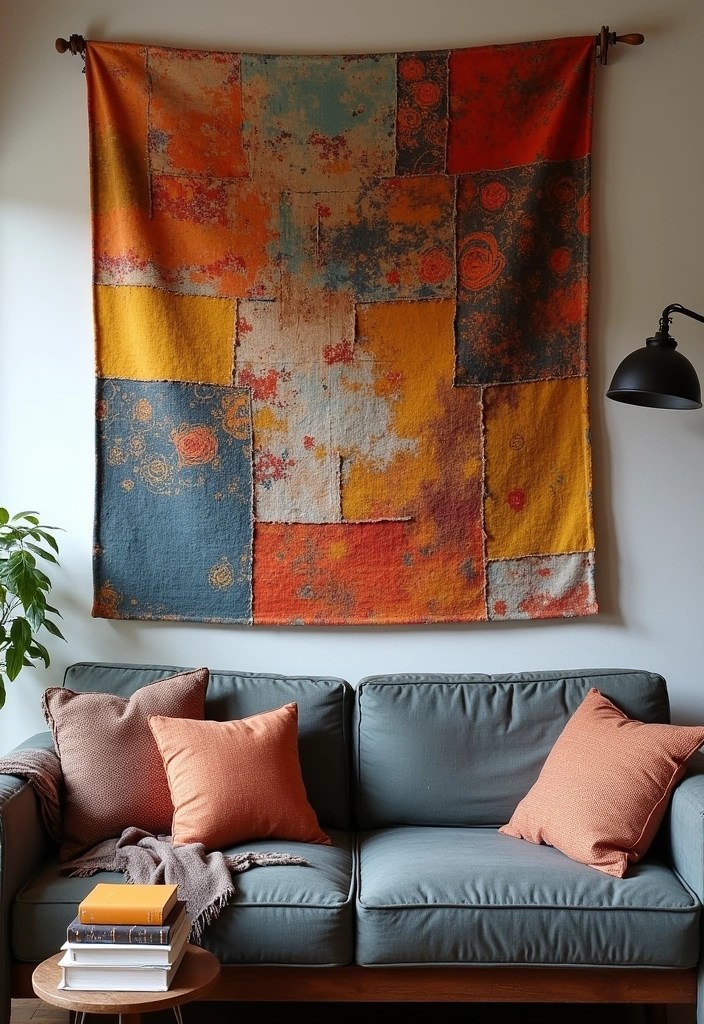 20 DIY Living Room Decor Projects That'll Bring Cozy Comfort on a Budget (Don't Miss #15!) - 7. Fabric Wall Art