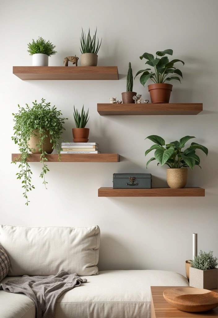 20 DIY Living Room Decor Projects That'll Bring Cozy Comfort on a Budget (Don't Miss #15!) - 8. DIY Floating Shelves