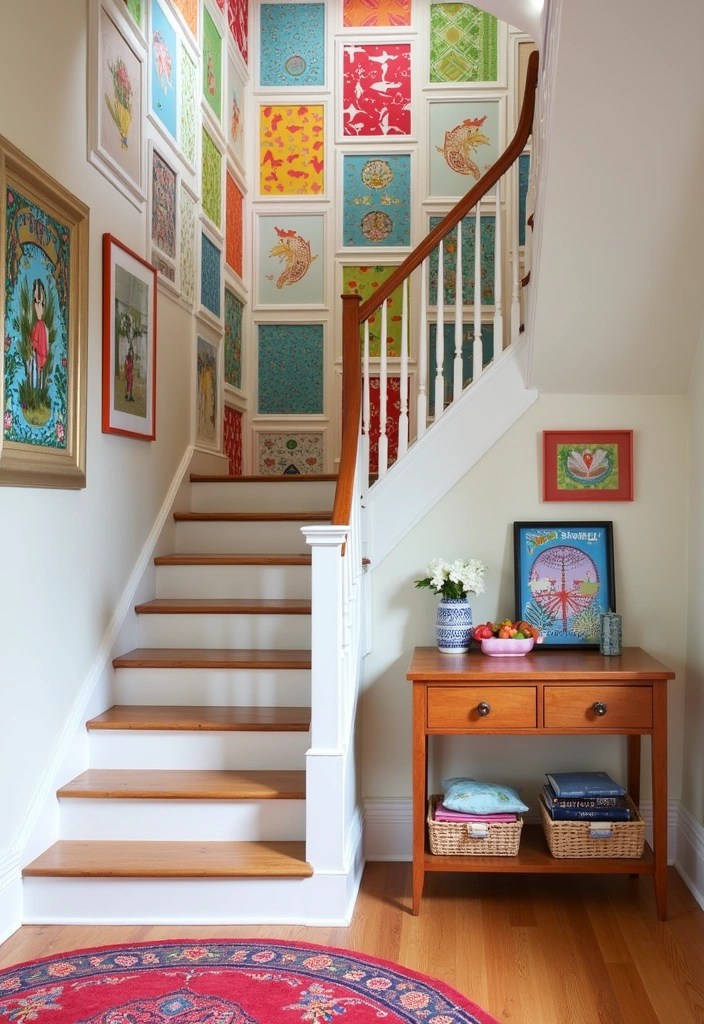 20 Family-Friendly Stair Panelling Ideas That Are Both Stylish and Practical (#9 Is Genius!) - 12. Fun Wallpaper Panels
