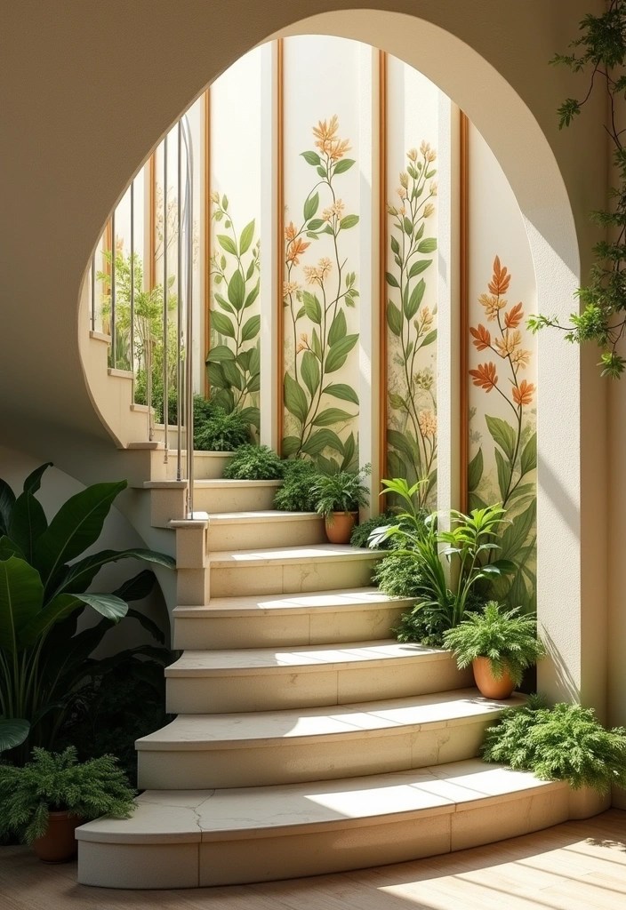 20 Family-Friendly Stair Panelling Ideas That Are Both Stylish and Practical (#9 Is Genius!) - 17. Nature-Inspired Panels
