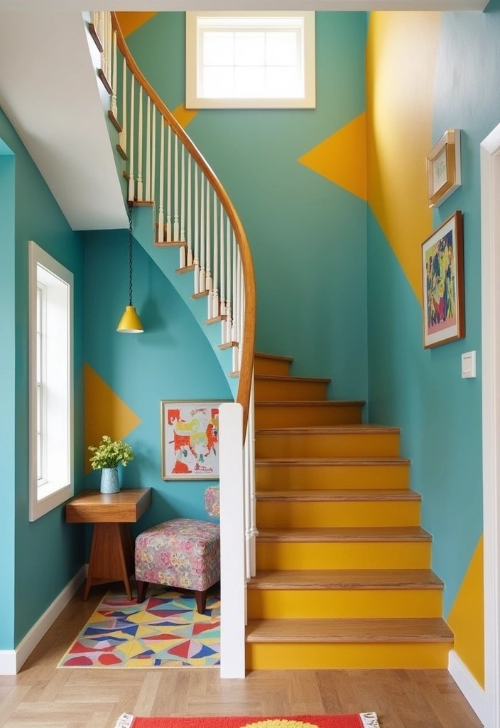 20 Family-Friendly Stair Panelling Ideas That Are Both Stylish and Practical (#9 Is Genius!) - 3. Bold Color Block Panelling