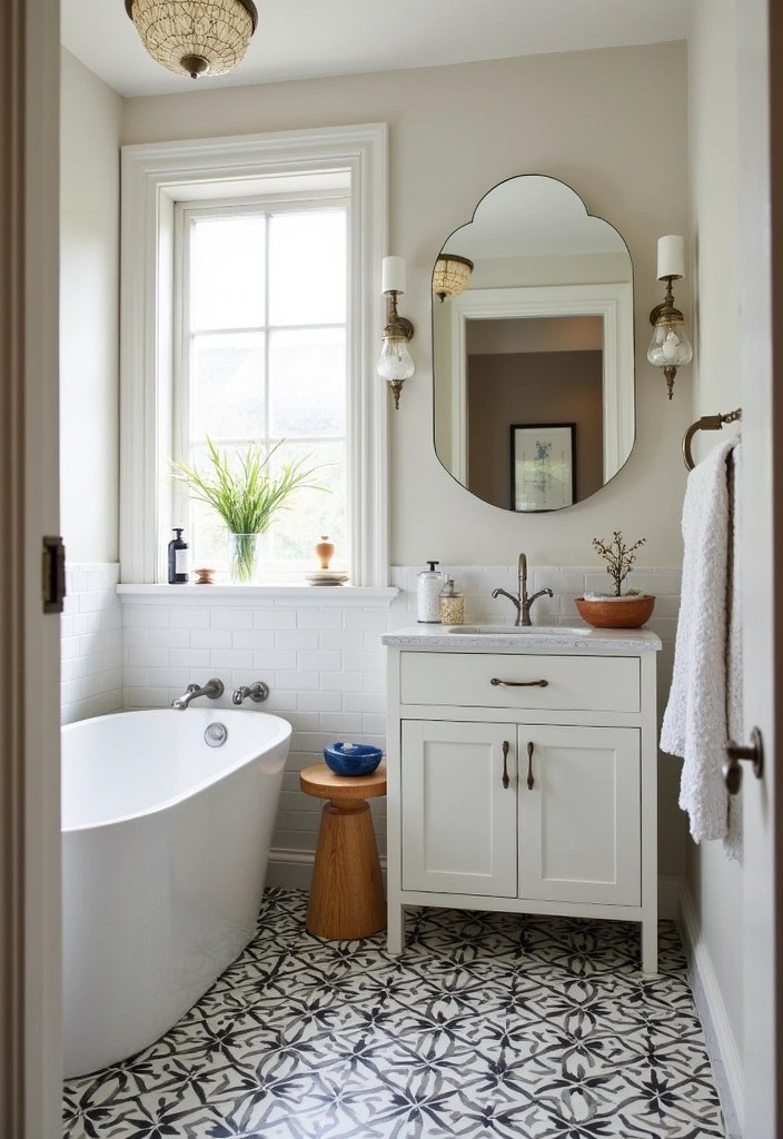 21 Cozy Small Bathroom Ideas That Maximize Space and Style (You Need to See #11!) - 14. Bold Tile Patterns