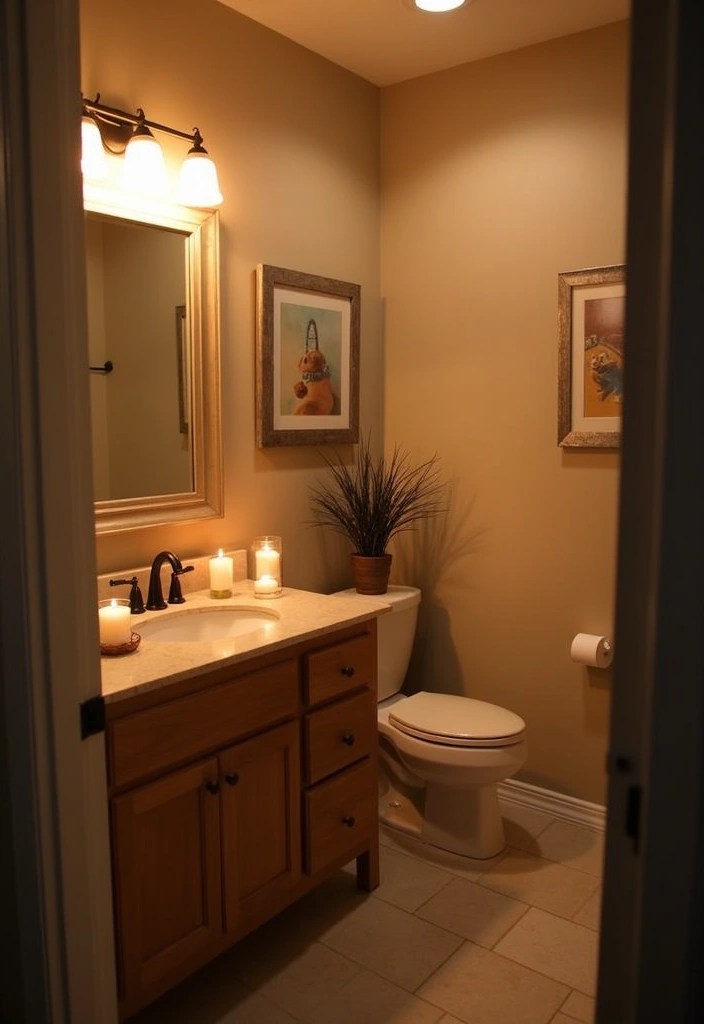 21 Cozy Small Bathroom Ideas That Maximize Space and Style (You Need to See #11!) - 15. Cozy Lighting with Dimmer Switches