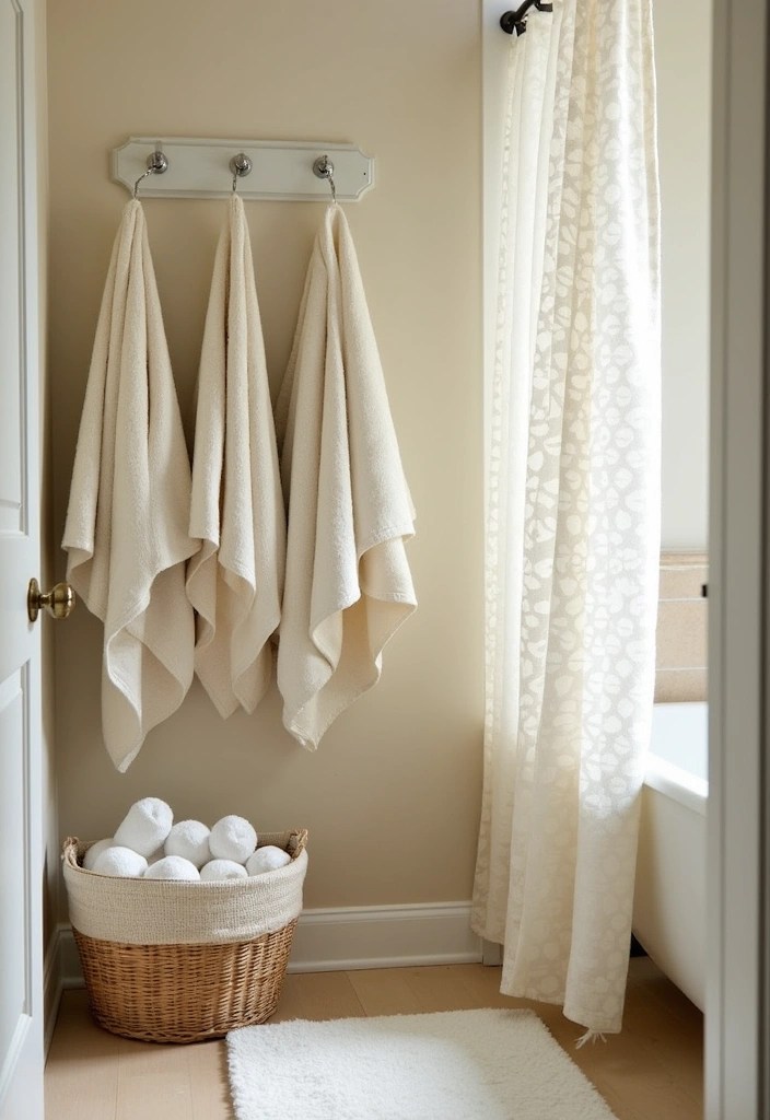 21 Cozy Small Bathroom Ideas That Maximize Space and Style (You Need to See #11!) - 4. Soft Textiles for Comfort