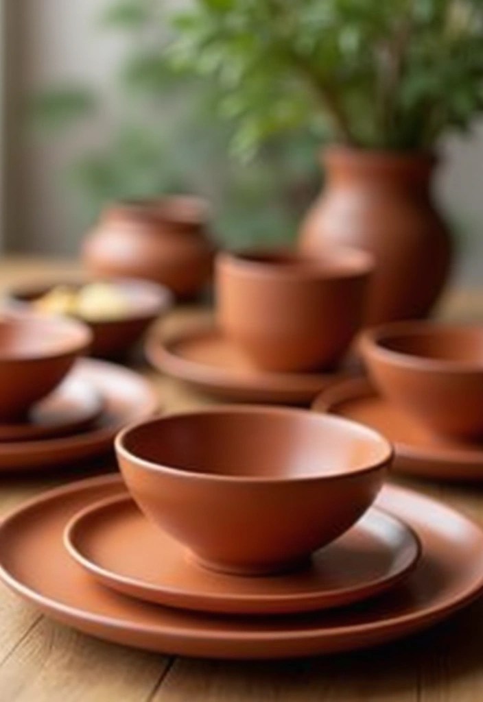21 Handcrafted Ceramic Dinnerware Sets That Will Make Every Meal Feel Special! - 1. Earthy Terracotta Elegance