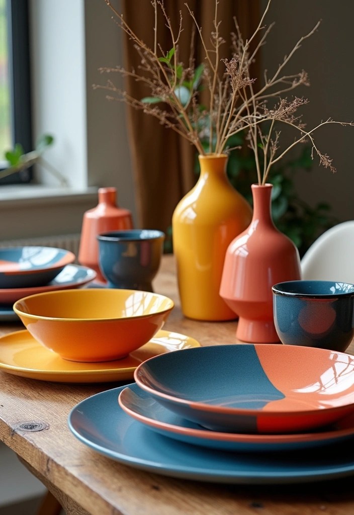 21 Handcrafted Ceramic Dinnerware Sets That Will Make Every Meal Feel Special! - 12. Bold Geometric Designs