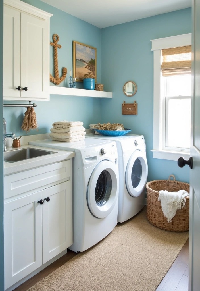 25 Beautiful Decorative Laundry Room Ideas That'll Make You Never Want to Leave! - 13. Nautical Themes for a Coastal Vibe