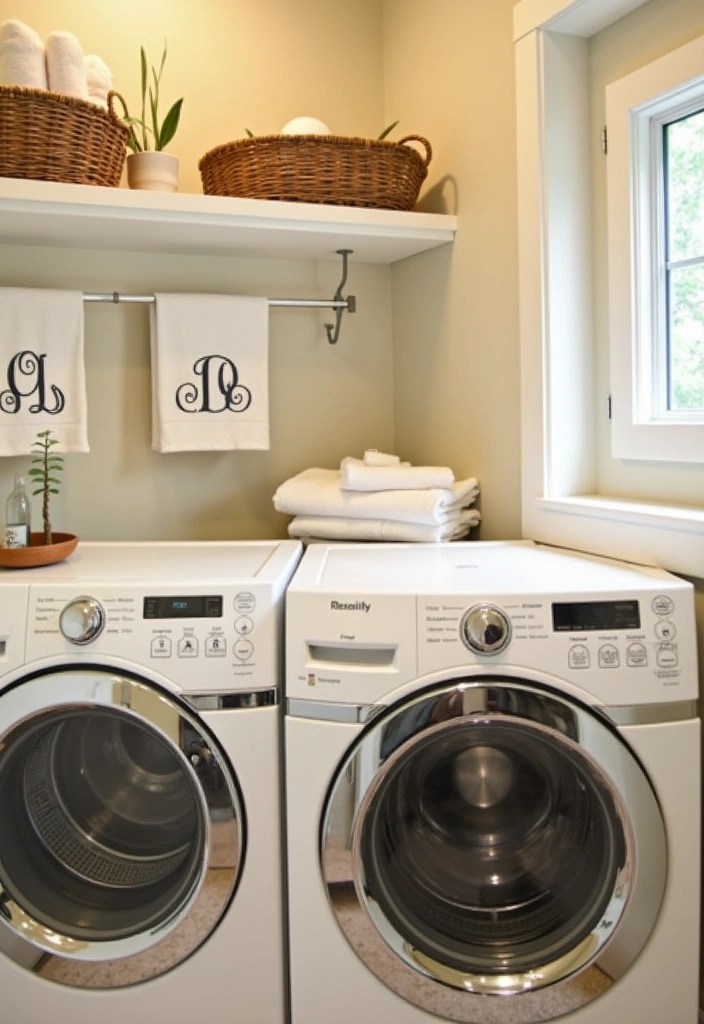 25 Beautiful Decorative Laundry Room Ideas That'll Make You Never Want to Leave! - 15. Personalized Touch with Monograms