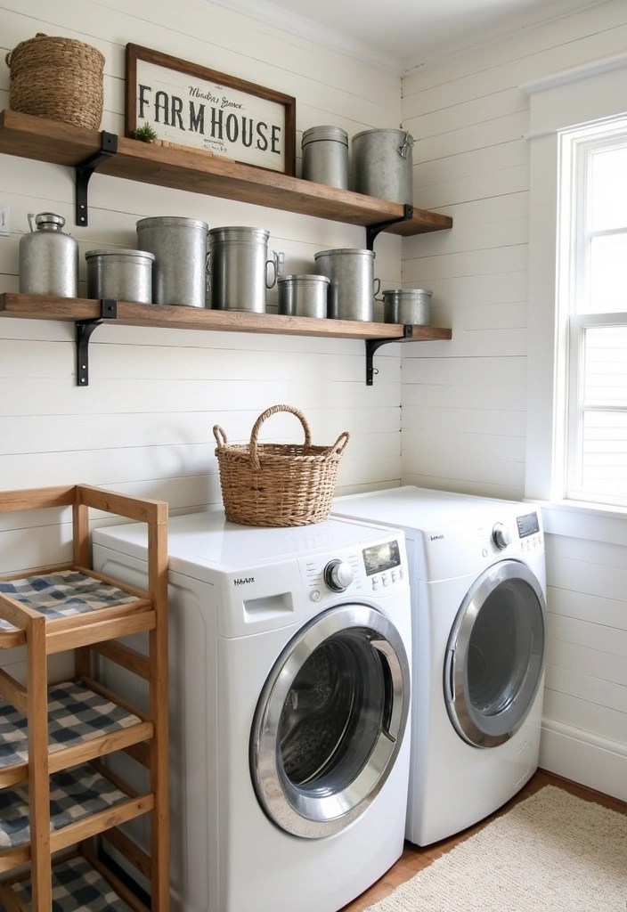 25 Beautiful Decorative Laundry Room Ideas That'll Make You Never Want to Leave! - 4. Rustic Farmhouse Appeal