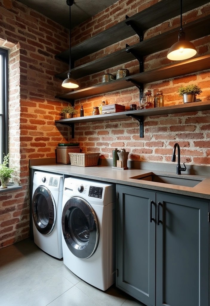 25 Beautiful Decorative Laundry Room Ideas That'll Make You Never Want to Leave! - 7. Industrial Chic with Urban Vibes