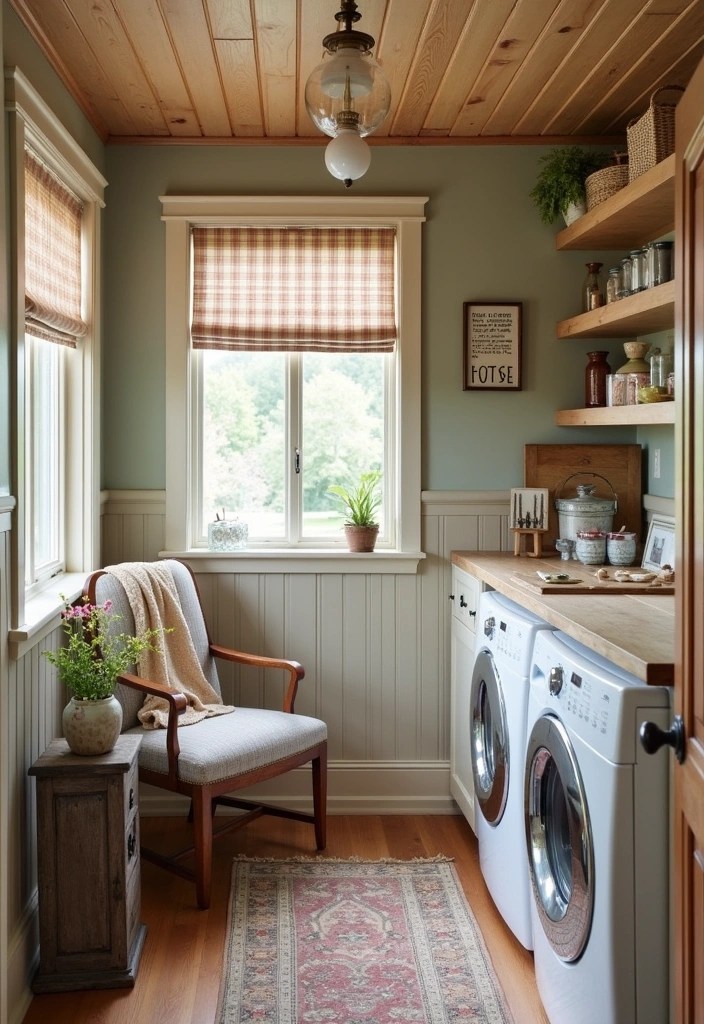 25 Beautiful Decorative Laundry Room Ideas That'll Make You Never Want to Leave! - 9. Cozy Cottage Vibes